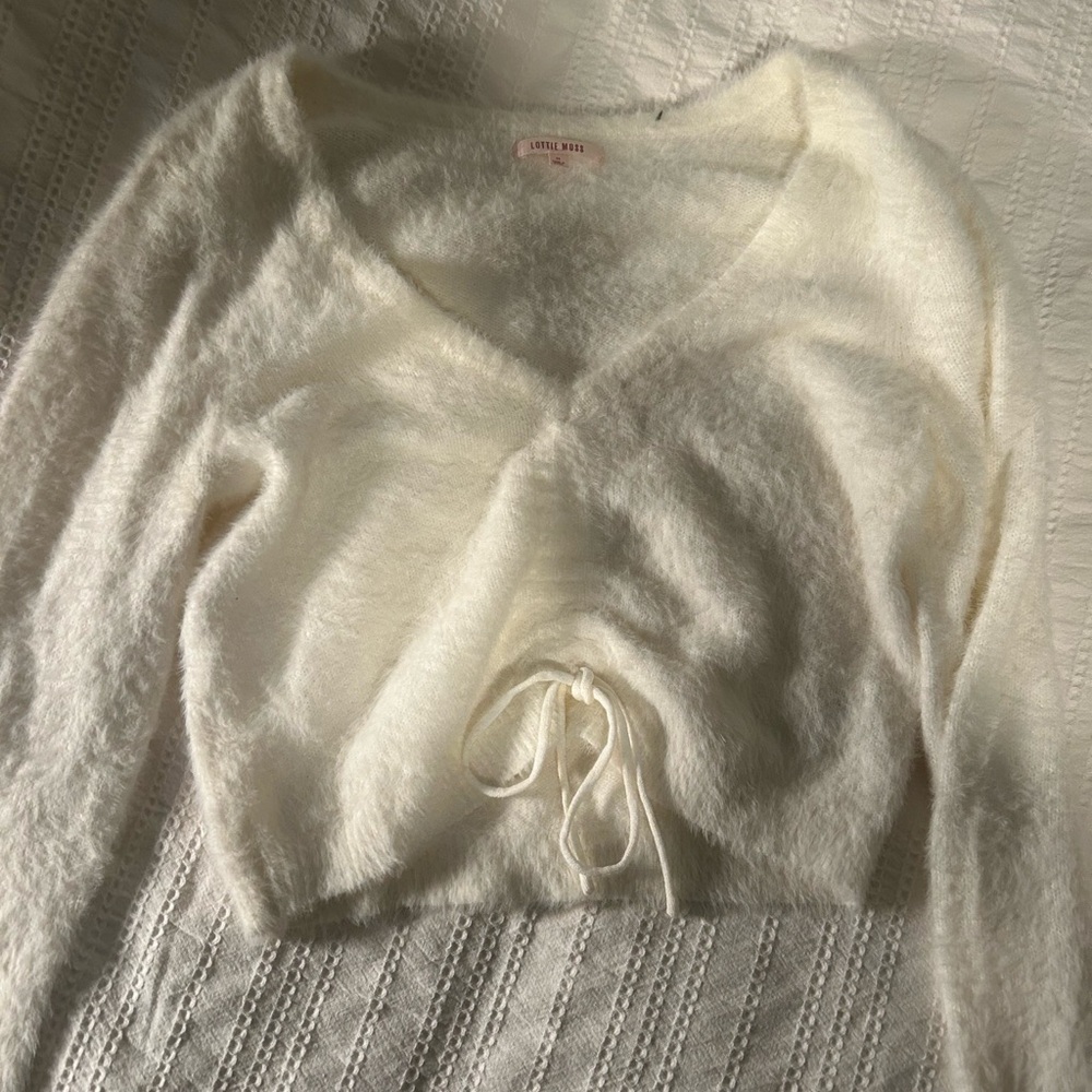 Love, Fire White Fuzzy Sweater